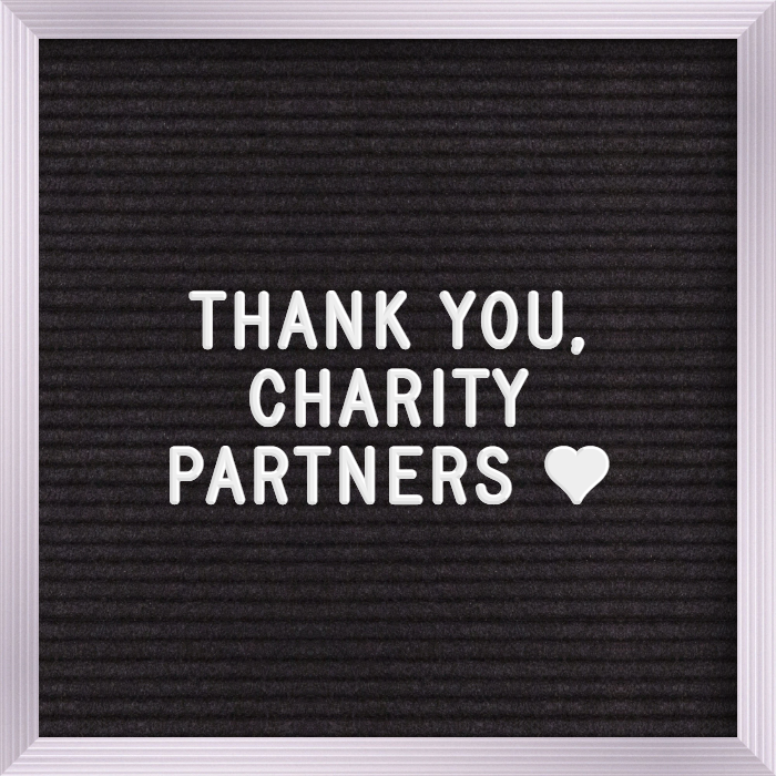 Letter Board: Thank you Charity Partners