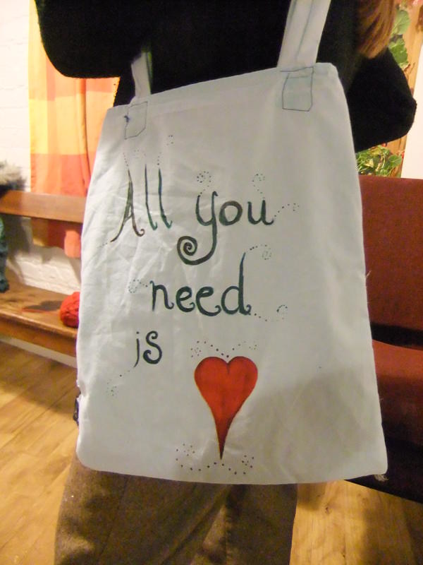 Woman with reusable shopping bag